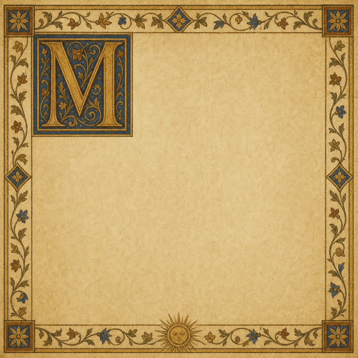 An illuminated parchment panel for a Canticle of the Creatures quotation.