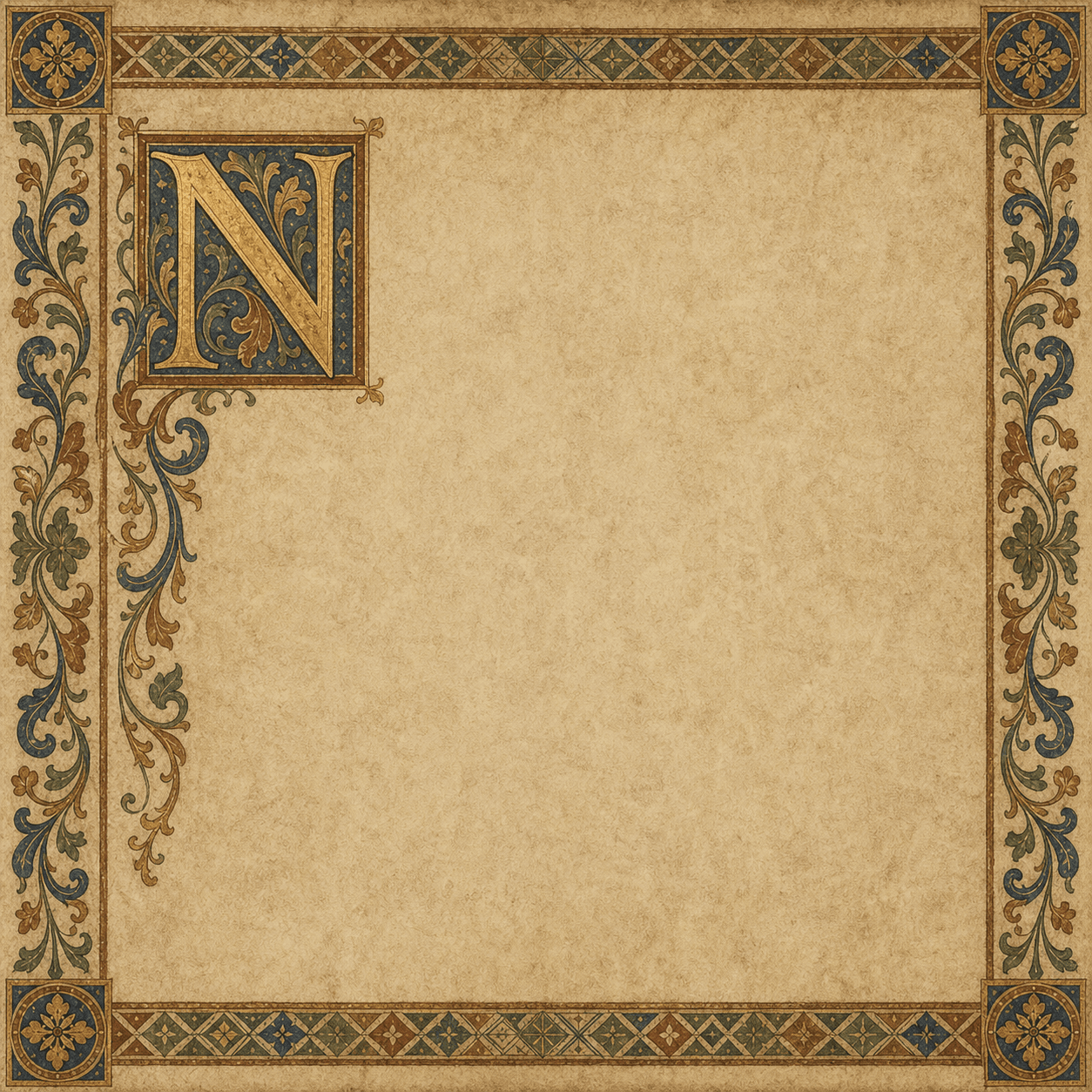 An illuminated parchment panel for the traditional Aquinas phrase Non nisi te, Domine.