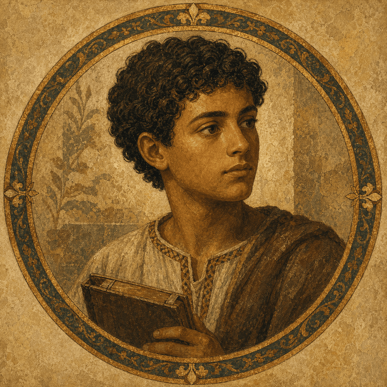 Portrait medallion of Adeodatus, Augustine's son.