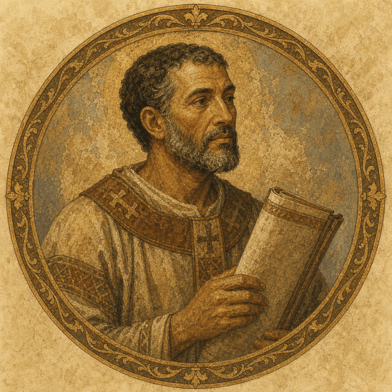 Portrait medallion of St. Possidius of Calama.