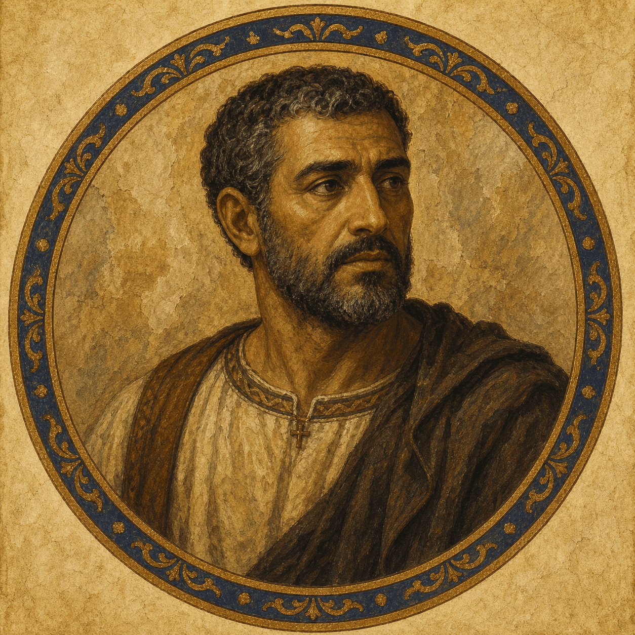 Portrait medallion of Patricius, Monica's husband.