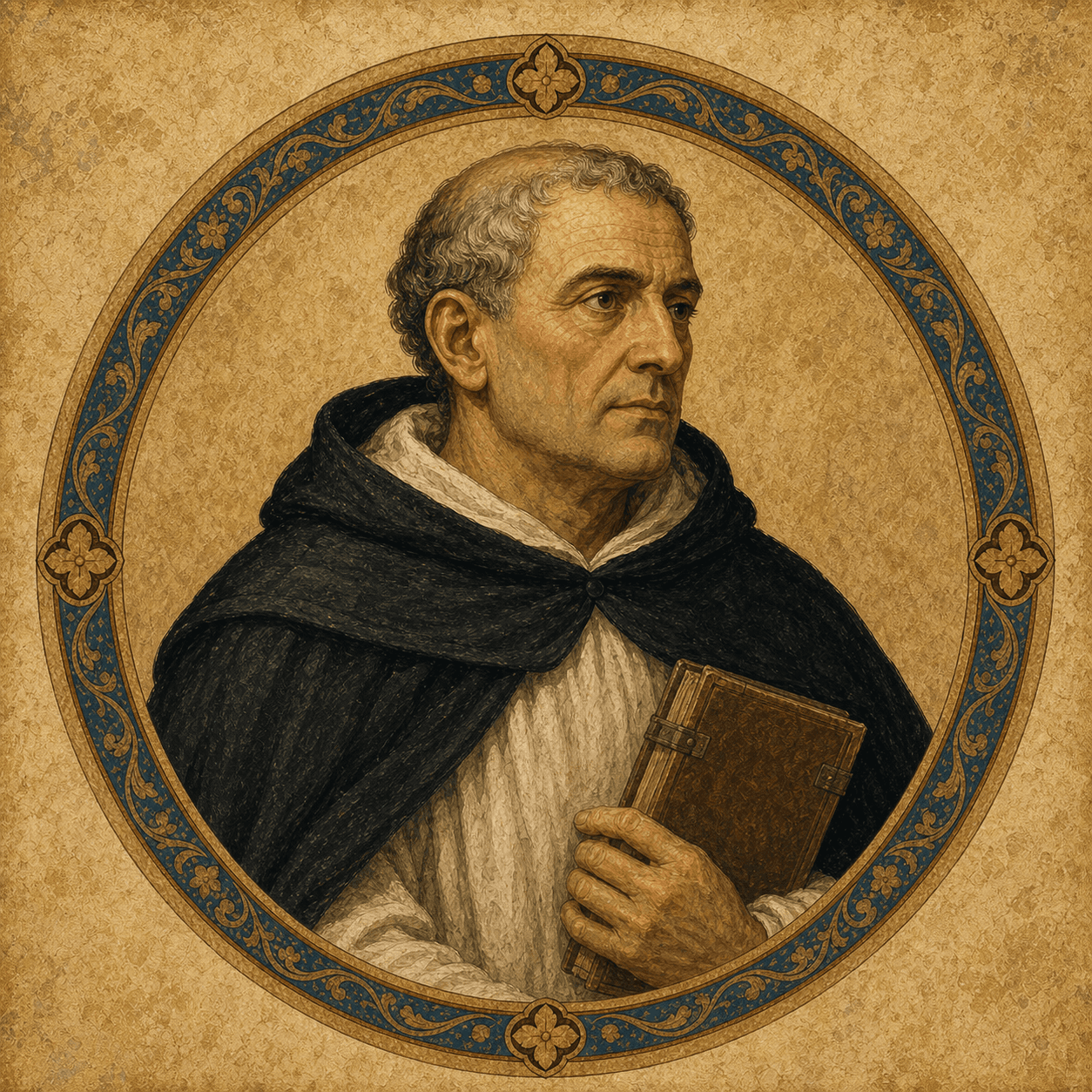 Portrait medallion of St. Albert the Great, Dominican teacher of Thomas Aquinas.