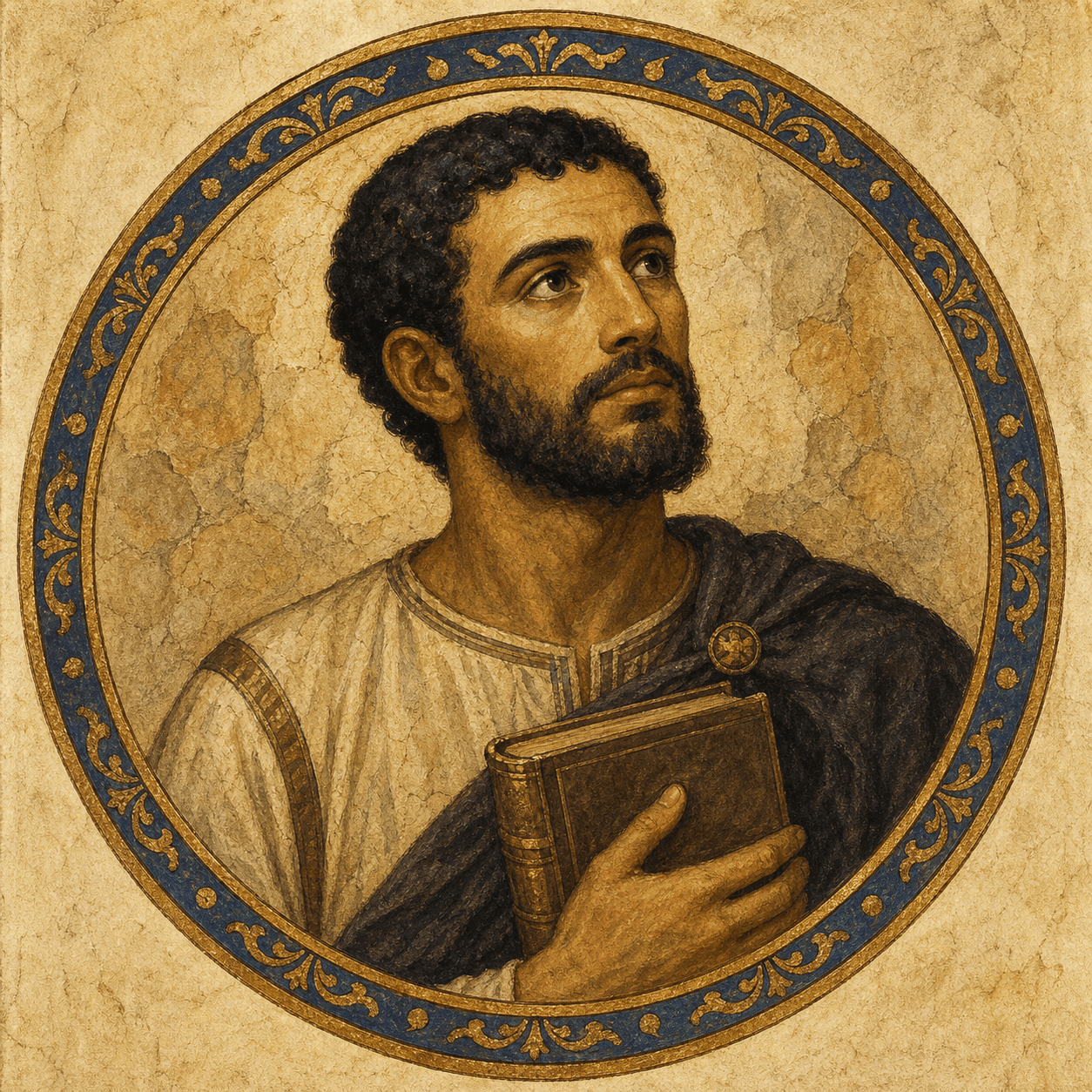 Portrait medallion of St. Augustine of Hippo, Latin Doctor of the Church.