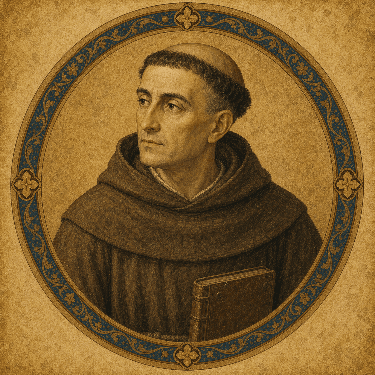 Portrait medallion of St. Bonaventure, Franciscan Doctor of the Church.